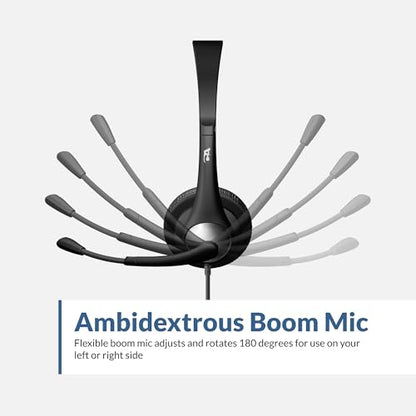 Cyber Acoustics AC-104 Mono Headset with Ambidextrous Boom Mic | Great for Classrooms, VoIP and Gaming, Ambidextrous Design, PC and Mac Compatible - style: Mono Headset