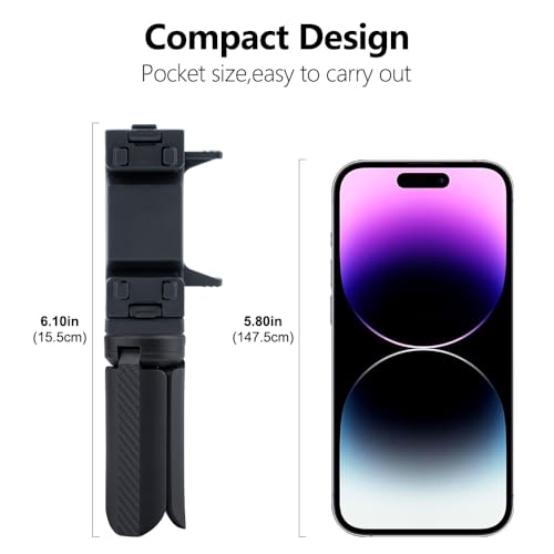 Mini Tripod with Phone Holder & Dual Cold Shoe Mount - Universal Smartphone Stand for DJI Pocket3/4 iPhone 17 Pro Max, GoPro, Webcam - Portable Desktop Tripod for Content Creation