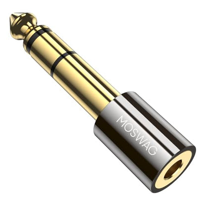 MOSWAG 6.35mm Male to 3.5mm Female Stereo Audio Jack Headphone Adapter | 1/4 inch to 1/8 inch Adapter, HiFi Stereo Sound, 24K Gold Plated, For Speaker Headphone Guitar Digital Piano Amp, 1 Pack - size: 1 Pack