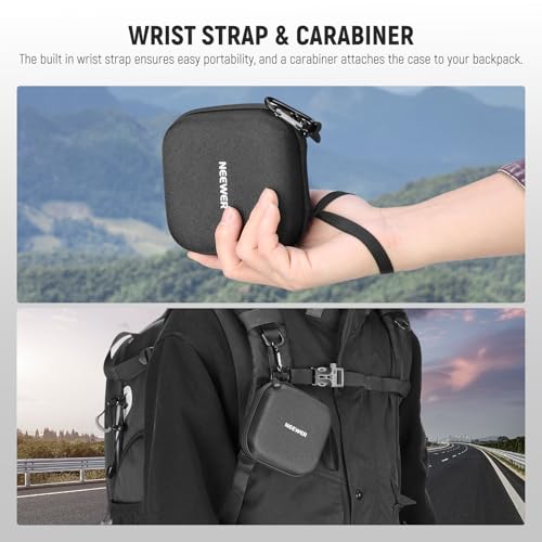 Neewer PB12 11 x 11 cm Filter Storage Bag with Expandable Dividers, Wrist Strap and Carabiner for 4 Circular Filters 86 mm - style: Pb12