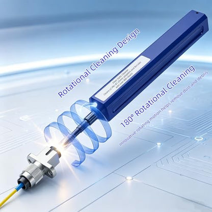 Fiber Pen Cleaner for LC/MU Connectors, 1.25mm UPC/APC Ferrule Cleaner, One-Push Fiber Optic Cleaning Tool with Extendable Probe (2.38” to 3.63”), 800+ Cleans per Unit, Anti-Static - 10 Pack - size: 1.25mm