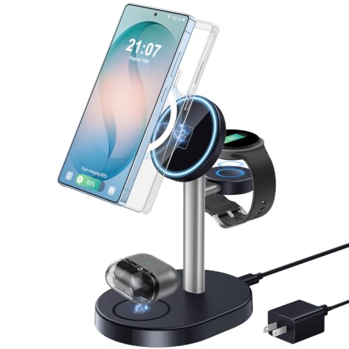 3 in 1 Wireless Charger for Samsung Galaxy, 15W Magnetic Super Fast Charging Station for MagSafe Samsung Galaxy S26 Ultra S25 S24 Z Fold Flip 8 Watch 8 7 Buds, DeepSliver Not for Watch 9/Ultra 2 - color: DeepSilver_Samsung