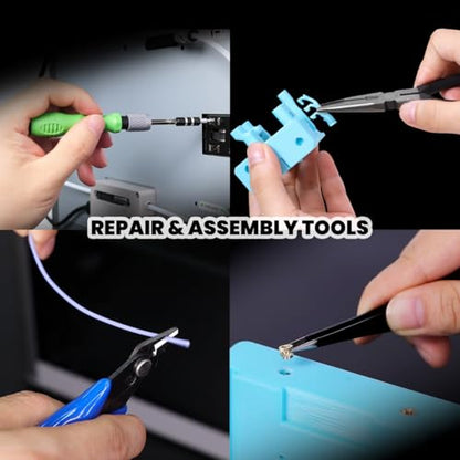 3D Printer Tool Kit with Nozzle Cleaner, PTFE Tube & Deburring Tools | Complete FDM printer maintenance kit with precision tools to clean nozzles, remove supports and improve print quality.
