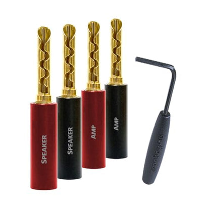 AudioQuest SureGrip® 100 Banana Speaker Connectors - Fits up to 9 AWG Speaker Cables - Gold - Set of 8 - color: Gold