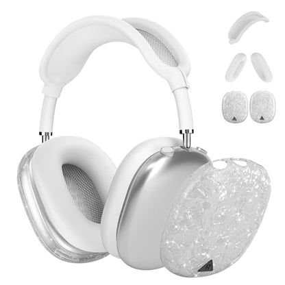 Case Cover for AirPods Max Headphone,Glitter Shell Pattern TPU Ear Cup Case,Silicone Ear Pad/Headband Protective Cover Accessories Compatible with Apple AirPods Max(2024/2020),Glitter White Seashell - color: Glitter White Seashell