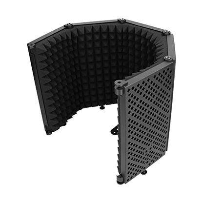 Semme Microphone Isolation Microphone Isolation for Studio Recording Foldable Sound Absorbing Foam Reflector 5 Panel Acoustic for Clear Voice