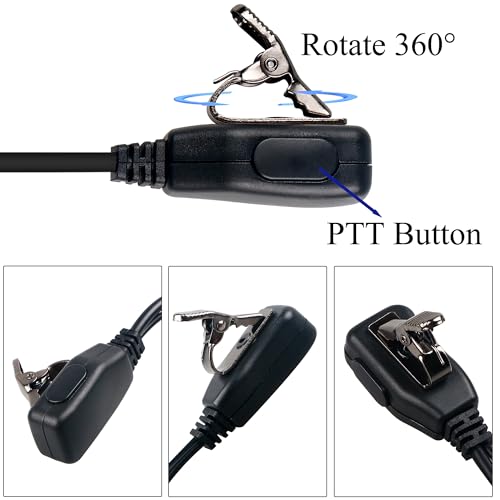 Walkie Talkie Earpiece with Mic PTT 2 Pin D Shape Headset Ear Piece, 5 Pack | Radio Headset with Mic PTT Compatible with Midland GXT1000VP4 LXT600VP3 GXT1050VP4 GXT1000XB 2 Way Radio