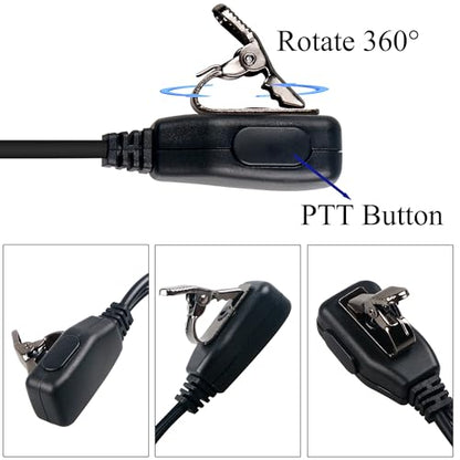 Walkie Talkie Earpiece with Mic PTT 2 Pin D Shape Headset Ear Piece, 5 Pack | Radio Headset with Mic PTT Compatible with Midland GXT1000VP4 LXT600VP3 GXT1050VP4 GXT1000XB 2 Way Radio