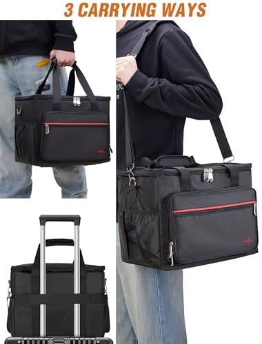 Microphone Case for 8 Mics, Travel Microphone Bag with Foam for Wired and Wireless Microphones, Microphone Carrying Case with Adjustable Strap for SM58s Vocal Mics, Mic Clips, XLR Cables and Charger