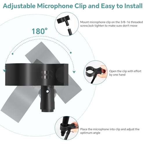 Microphone Stand,50 cm Long Flexible Gooseneck Arm Desktop Clamp Mount,Universal Heavy Duty Mic Clip Holder 3/8" to 5/8" Adapter,Compatible with Shure/Fifine/HyperX /AT2020 /Pyle/Blue Snowball/Razer