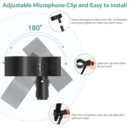 Microphone Stand,50 cm Long Flexible Gooseneck Arm Desktop Clamp Mount,Universal Heavy Duty Mic Clip Holder 3/8" to 5/8" Adapter,Compatible with Shure/Fifine/HyperX /AT2020 /Pyle/Blue Snowball/Razer
