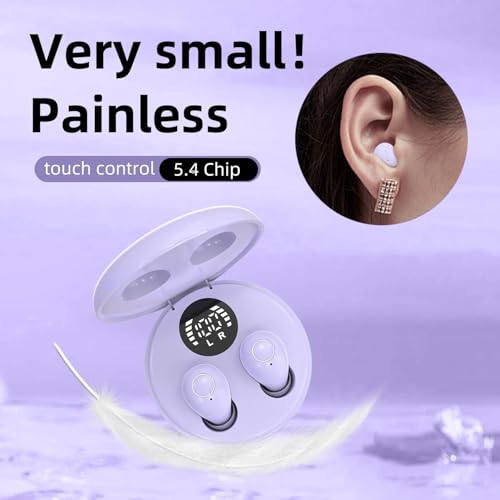 Mini Invisible Earbuds for Work and Sleep - Best Small Earbuds for Small Ear Canals - color: lavender