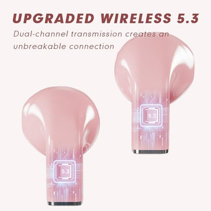 Xmenha Pink Heart Wireless Earbuds for Girls Kids, Cute Small Mini Tiny Invisible Earbuds Wireless Bluetooth for Small Ears Canals Women Rose Gold Kawai Blue Tooth Ear Buds for iPhone Android - color: White