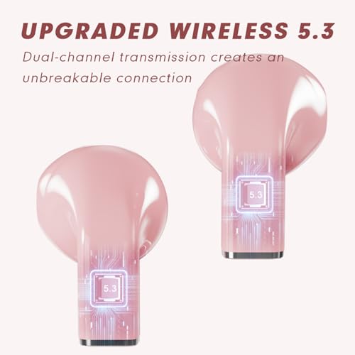 Xmenha Pink Heart Wireless Earbuds for Girls Kids, Cute Small Mini Tiny Invisible Earbuds Wireless Bluetooth for Small Ears Canals Women Rose Gold Kawai Blue Tooth Ear Buds for iPhone Android - color: Pink
