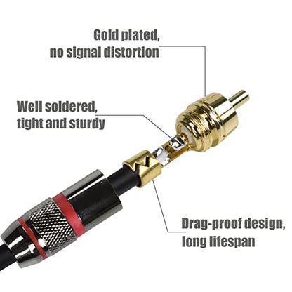 Dual RCA Male to Dual XLR Male Cable Adapter, 10 Feet Unbalanced L/R RCA to XLR Phono Plug Cable, Left and Right Tape Out Cord, for Mixer, Studio Monitor, Stereo HiFi Subwoofer Speaker - size: 10 Feet