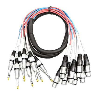 Seismic Audio Speakers 8 Channel Snake Cables, 5’ XLR Female To ¼” TRS Snake Cable - size: 5'