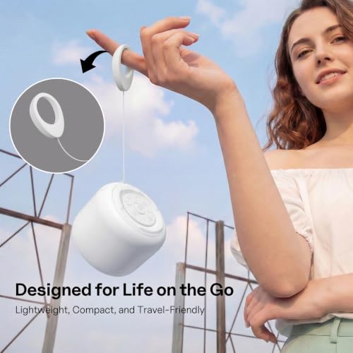 Bobtot Portable Bluetooth Speakers with Strap Easy to Carry | Wireless IPX5 Waterproof with Loud Stereo Sound, 20 Hours Playtime, Rechargeable Battery, Built-in Microphone, White - color: White