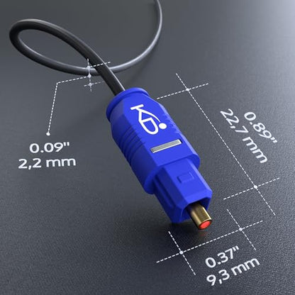 KabelDirekt – TOSLINK Cable Slim – 16ft – Soundbar | TOSLINK to TOSLINK, digital S/PDIF cable, stereo system/amplifier, home theater, Xbox One/PS4 - color: Black-Blue, size: 16ft