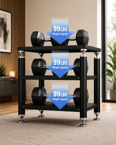 3-tier HiFi Audio Rack, Heavy Duty AV Stand with Adjustable Shelves