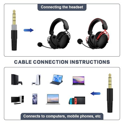 Saipomor 3.5mm Coiled Audio AUX Cable Compatible with HyperX Cloud Mix and Cloud Alpha Gaming Headphones – Replacement Cord for Kingston HyperX Headsets