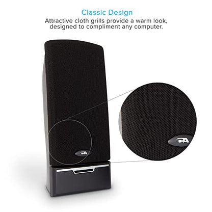 Cyber Acoustics CA-2014USB 2.0 USB Speakers with Dual-Port Compatibility | Great for PC, Mac and Chromebook, Volume and Mute Control, Headphone Jack