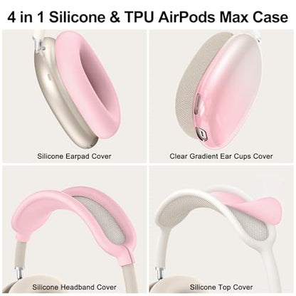 Silicone Case Cover for AirPods Max 2/AirPods Max Headphones, Gradient Pink - color: Pink-TMJB