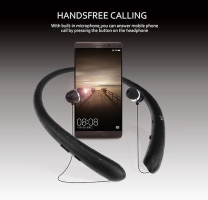Retractable Neckband Bluetooth Headphones Auto Retractable Earbuds Wireless Earphones with 14Hrs HD Playtime, IPX5 Waterproof, CVC8.0 Noise Cancellation Mic for Crystal Clear Calls, Ideal for Exercise - color: Black