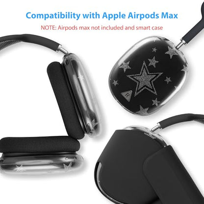 Case Cover for AirPods Max Headphones,Clear TPU Anti-Scratch Ear Cup Cover, Protective Skin Accessories for Apple AirPods Max(2024/2020) - Transparent Silver Stars - color: Transparent Silver Stars