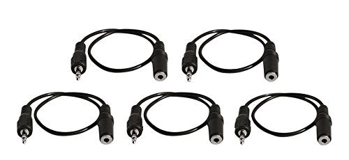 5 Pack of YCS Basics 1 Foot 3.5mm Headphone Extension Cables - size: 001 Ft 5 Pack