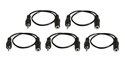 5 Pack of YCS Basics 1 Foot 3.5mm Headphone Extension Cables - size: 001 Ft 5 Pack