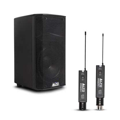 ALTO TX410 350W 10" Powered PA Speaker Bundle with XLR Mic Receiver and Transmitter for Live Performances, Events, Karaoke, Public Address, Presentations - size: 10" PA Speaker