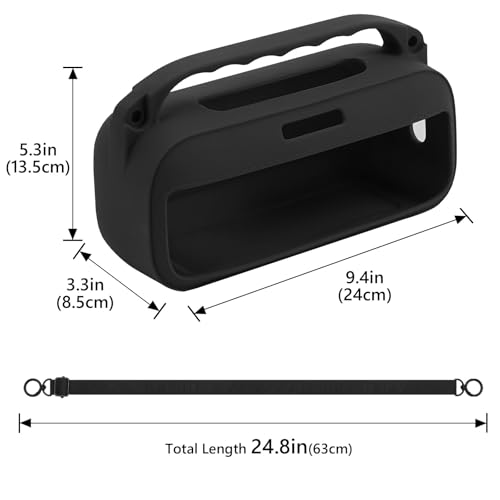 Geekria Silicone Speaker Case Cover Compatible with Bose SoundLink Plus, Protective Soft Skin, Replacement Portable Speakers Travel Carrying Sleeve with Shoulder Strap (Black) - color: Black