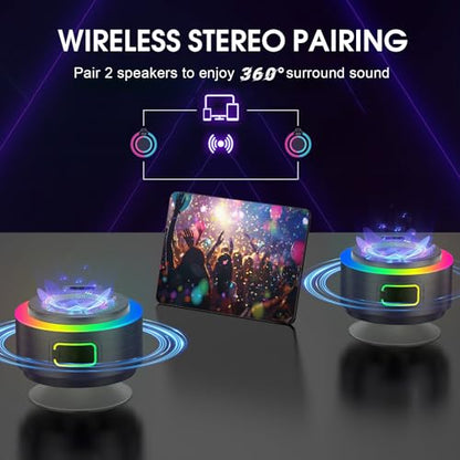 Bluetooth Shower Speaker Stereo Sound with Suction Cup, Built-in Mic | Portable Bluetooth Speaker with Lanyard, IPX7 Waterproof Wireless Speakers Bluetooth 5.4 for Bathroom/Party/Beach/Gift, Blue