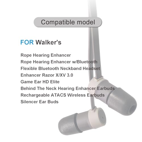 Klowcok Foam Replacement Ear Tips for Walkers Hearing Protection Earbuds, L | Noise Isolation, 3 Pairs, Black, Large - size: Large