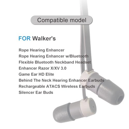 Klowcok Foam Replacement Ear Tips for Walkers Hearing Protection Earbuds, L | Noise Isolation, 3 Pairs, Black, Large - size: Large