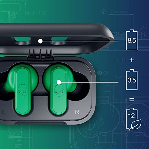 Skullcandy Dime 2 Wireless In-Ear Bluetooth Earbuds - Dark Blue/Green | Bluetooth, Noise Isolating Fit, 12 Hours Battery, Microphone for iPhone Android, Easy Carry with Integrated Lanyard - color: Dark Blue/Green, size: One