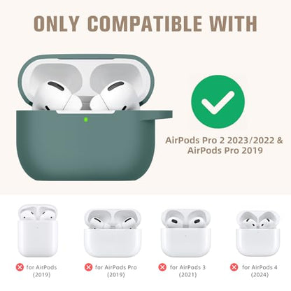 Hamile Compatible with AirPods Pro Case Protective Silicone Airpod Case Shockproof Cover Skin for Apple Airpod Pro 2019 Charging Case, with Keychain, Midnight Green - color: Midnight Green