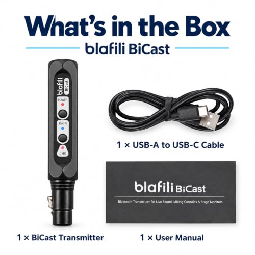 Bicast Bluetooth Transmitter, XLR Audio Input & 2-Device Pairing