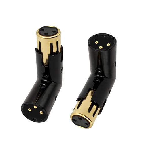 XLR Male to Female Right Angle Adapter Adjustable 3-PIN XLR 90 Degree Connector for Audio Cables PA Systems 2PCS - style: 2PCS 90D XLR Male to Female Adapter