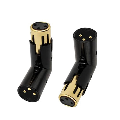 XLR Male to Female Right Angle Adapter Adjustable 3-PIN XLR 90 Degree Connector for Audio Cables PA Systems 2PCS - style: 2PCS 90D XLR Male to Female Adapter