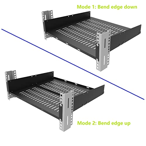 2U 16" Server Rack Shelf for 19-inch Network Rack or Cabinet | Universal Vented Rack Mount Cantilever Tray -16 Inch Deep for Server, IT & Sound Equipment Black (2U16InD) - size: 2U16InD