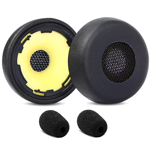 HSC040W Ear Pads Replacement for Jabra Evolve 75/75+ /75 UC /75 MS Headset | Ear Cushions with High-Density Protein Leather Mic Foam Kit Earpads(Do Not Fit Jabra Evolve2 75)