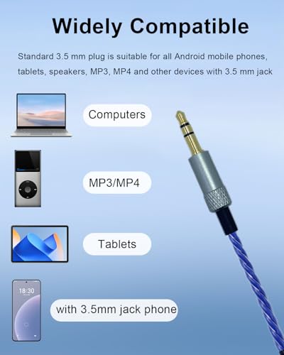 Earphone Replacement Cable 3.5mm MMCX Earbuds Cable, 3.94FT, Blue | for Shure SE215 SE315 SE425 SE535 SE846 Earphones, Plug and Play