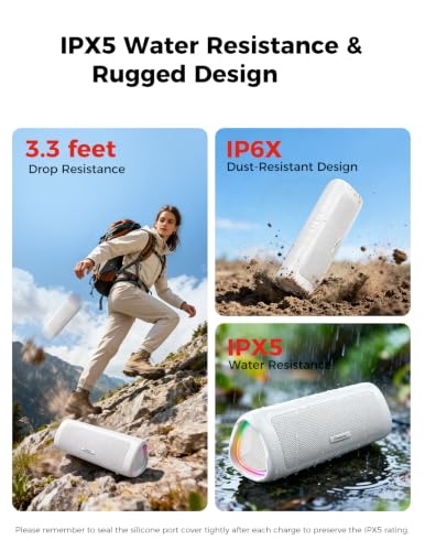 Bluetooth Speaker, 20W HD Sound, Portable Wireless, IPX5 Waterproof, Up to 24H Playtime, TWS Pairing, for Home/Party/Outdoor/Camping/Beach Essentials, Electronic Gadgets, Birthday Gift (White) - color: White