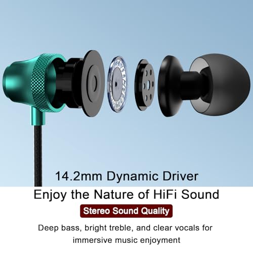 USB C Headphones Wired Earbuds for Samsung S26 S25 S24 S23 A16 A17 | in-Ear Earbuds Wired Noise Isolating With Microphone for iPhone 17 16 Pro Max/iPad 11 A16/Pixel/Android Small Ear Kids - color: Green