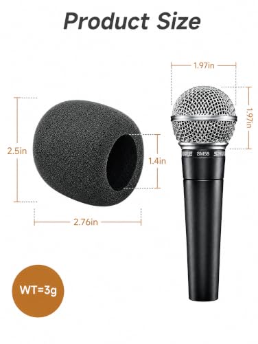 6 Pack SM58 Foam Mic Cover, Thick Handheld Windscreen for Shure, Black - color: 6PCS-Black