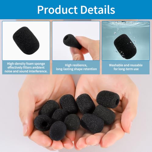 18 Pack Microphone Covers Foam, Black Noise Microphone Windscreen, Lapel and Headset Mini Microphone Foam Cover with Box