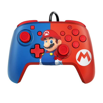 PDP REMATCH Enhanced Wired Power Nintendo Switch Pro Controller, Officially Licensed Switch Lite/OLED Compatible Gamepad, Customizable Programmable Buttons, Super Mario Power Pose (Red & Blue) - color: Red & Blue Mario