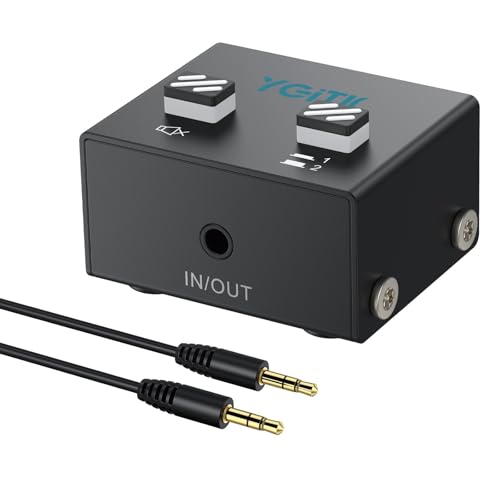 3.5mm Audio Switch Bi-Directional, 2-in-1 & 1-in-2 Stereo Audio Switcher with Mute Button, No External Power Required, Includes 3.5mm Audio Cable, fo Speakers, PC, Phone, Laptop, Headphone - size: 2 In 1 Out / 1 In 2 Out 3.5mm