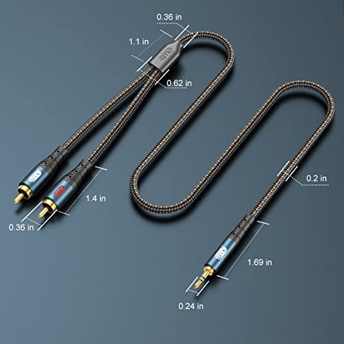 EMK 3.5mm to 2RCA Cable 24K Gold-Plated Nylon Braided RCA to Auxiliary Stereo Audio Headphone Male to Male 1/8 to RCA Cord for Tablet,Subwoofer,Home Theater,DVD Speaker,MP3/MP4,Player 10ft/3m - size: 10ft/3m, style: 3.5MM to 2RCA